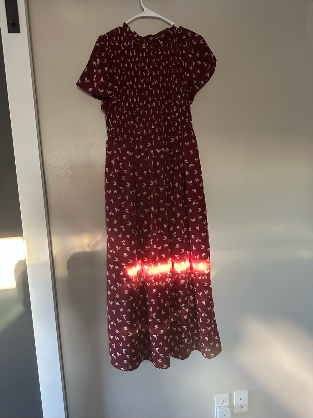 Polagram Burgundy Midi Dress with White Floral Print
